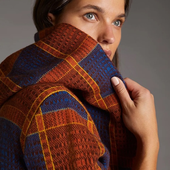 Anthropologie Field Flower Plaid Sweater Coat - Picture 4 of 6